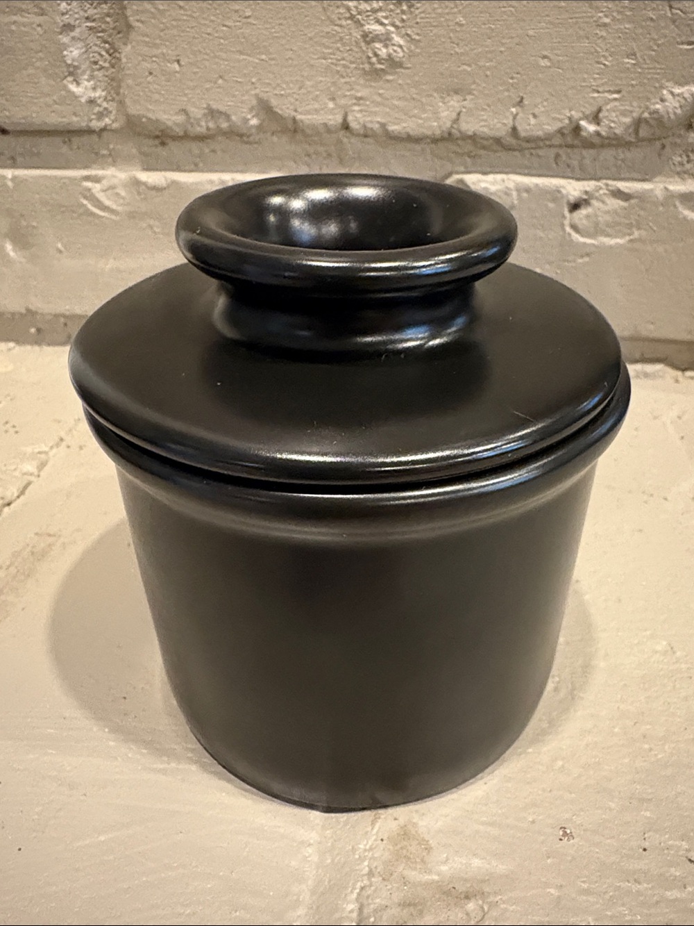 Butter Bell Crock by L. Tremain French Ceramic Butter Keeper, Matte Black